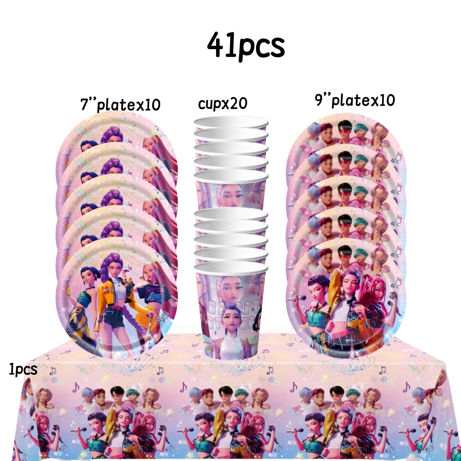 Caçador de demônios kpop decoração de festa k pop caçadores de demônios kit de pano de mesa de aniversário sacos de copo de prato caçadores de demônio kpop lembranças de festa
