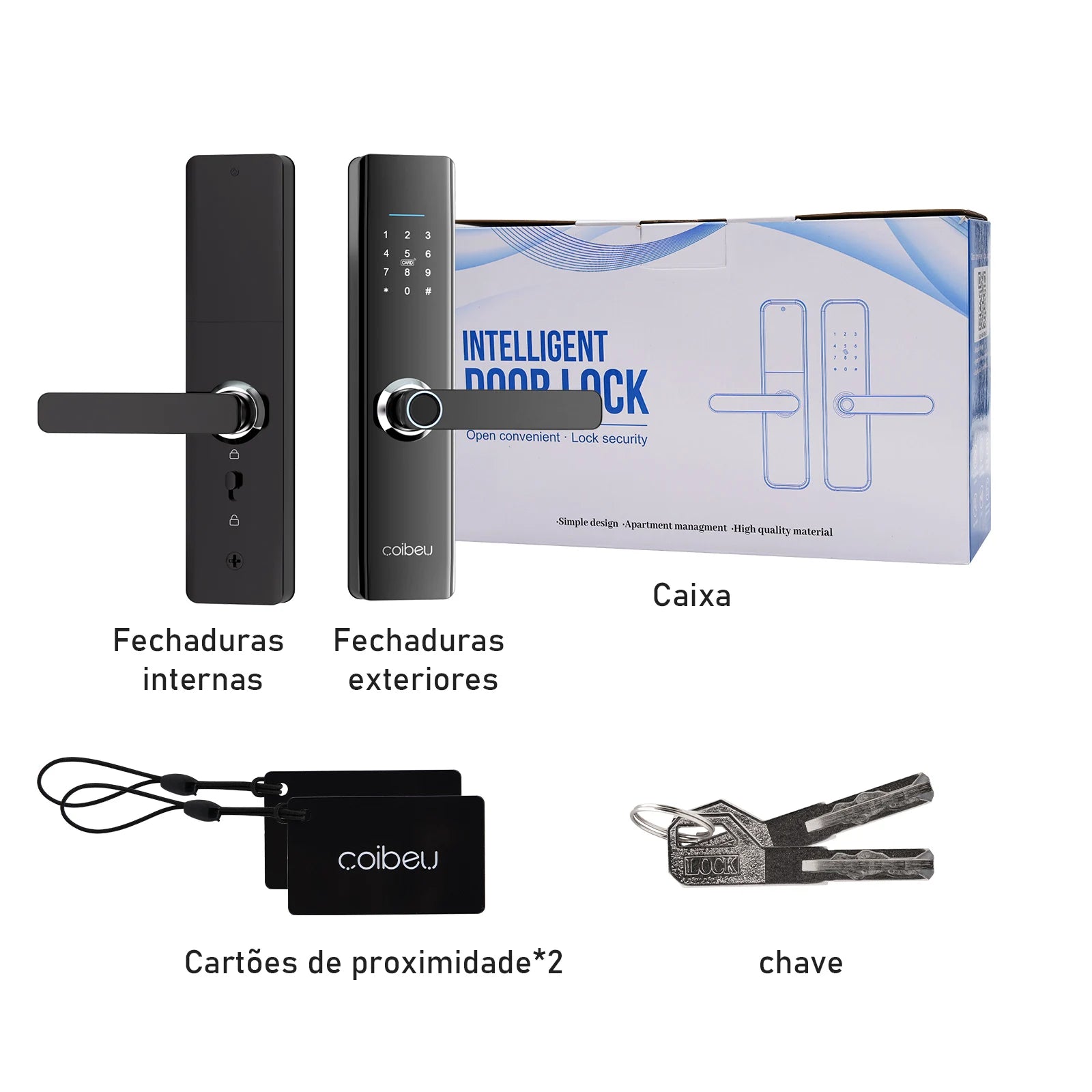 Fechadura Inteligente – Impressão Digital e Senha, Compatível com Tuya, Desbloqueio Rápido ≤1s, Eletrônica Coibeu