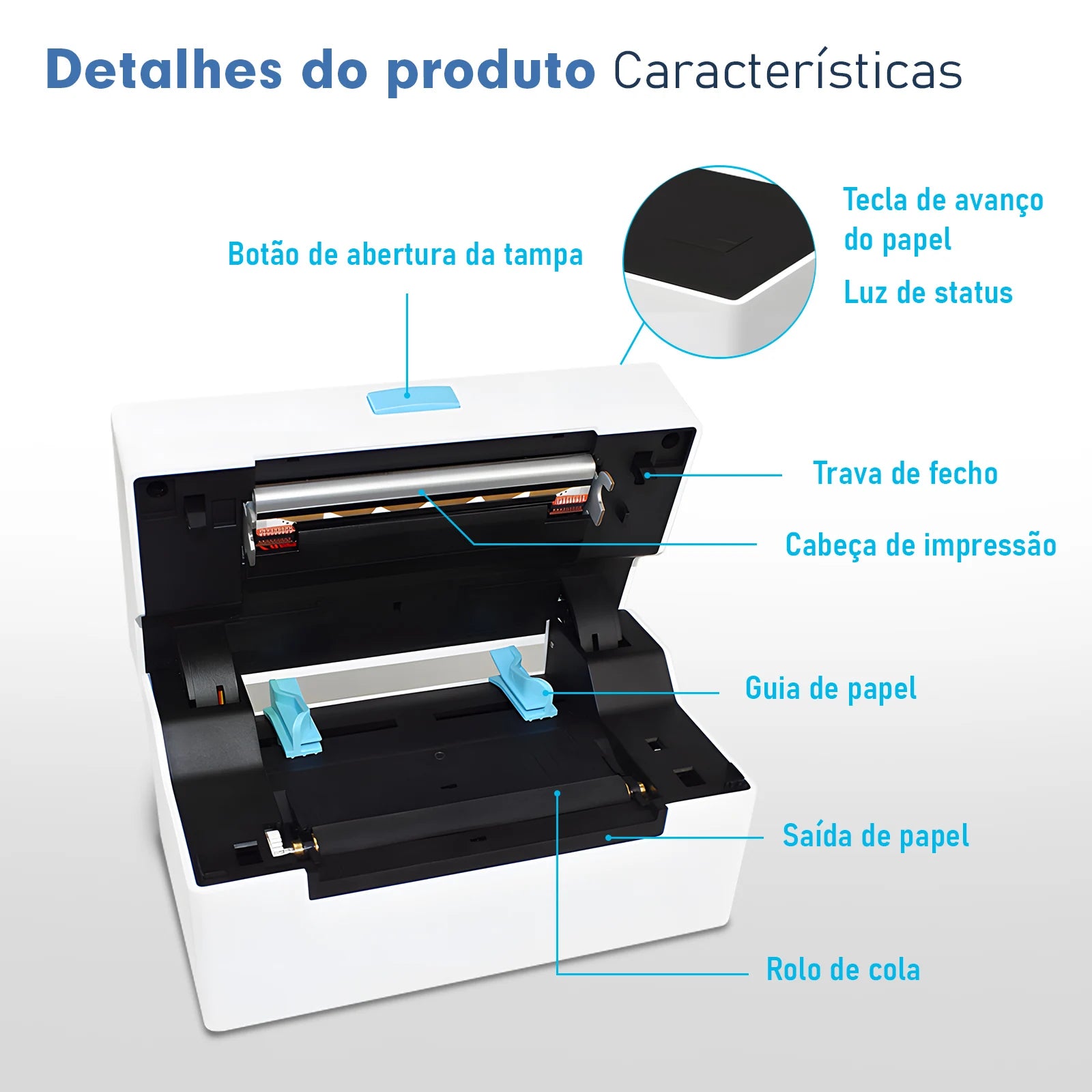 Impressora Eletrônica de Etiquetas – Adesiva, Suporte Bluetooth e WiFi, Impressão Rápida, Térmica