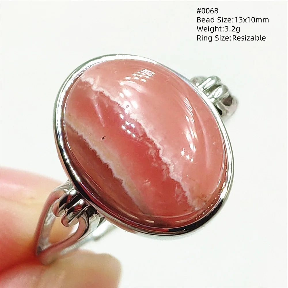 Anel Ajustável Rhodochrosita – Pedra Natural Rosa para Amor e Cura, Joia Feminina e Masculina