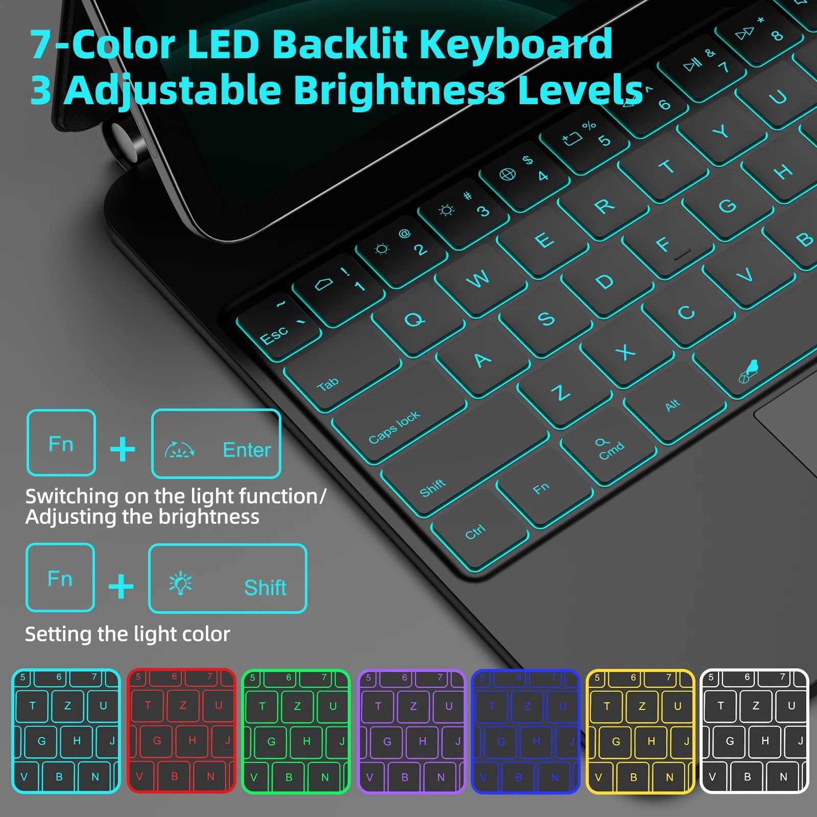Teclado Mágico Português Bettdow para Samsung Tab S7/S8/S9/S9+ – Suporte Flutuante, Iluminado e Porta-Caneta S