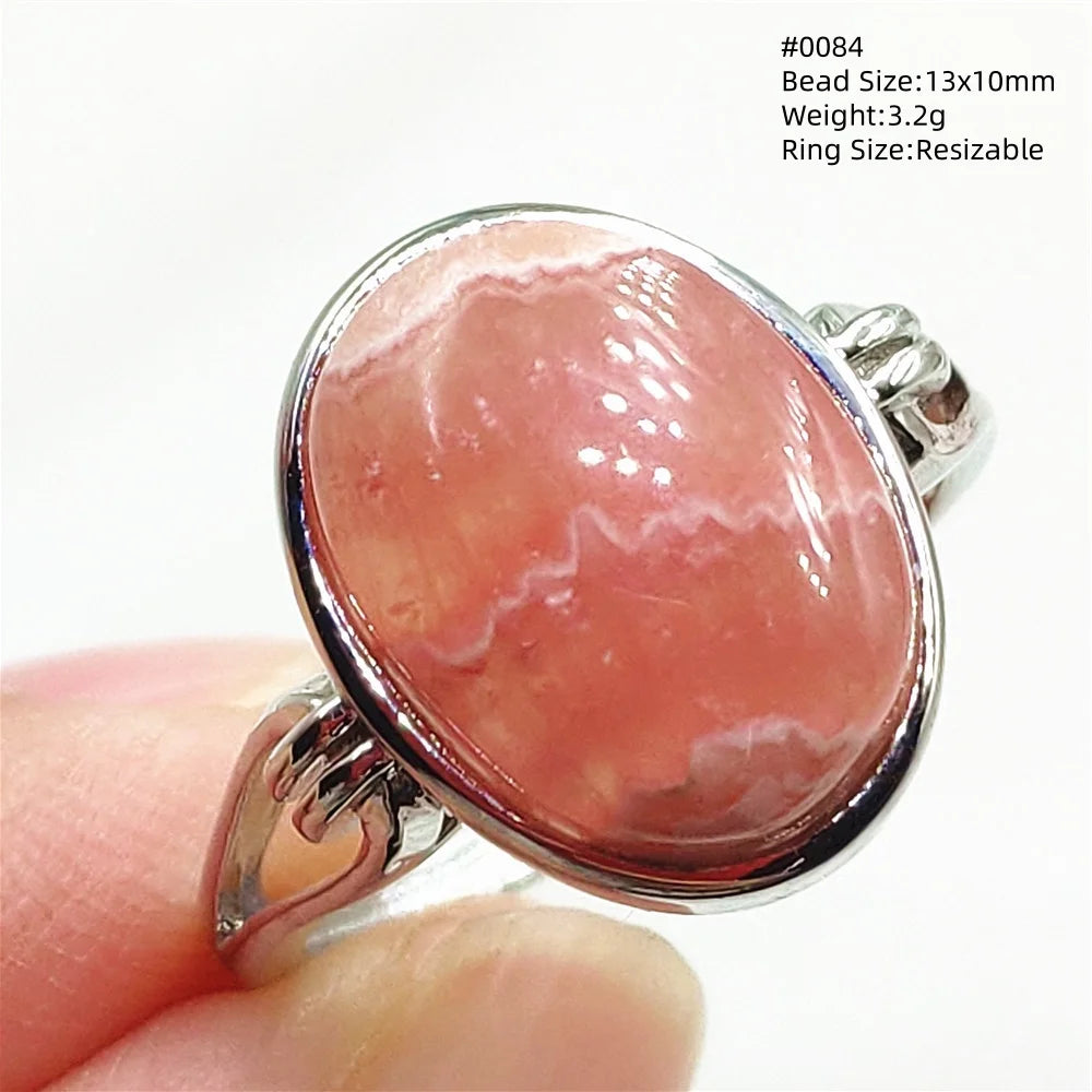 Anel Ajustável Rhodochrosita – Pedra Natural Rosa para Amor e Cura, Joia Feminina e Masculina