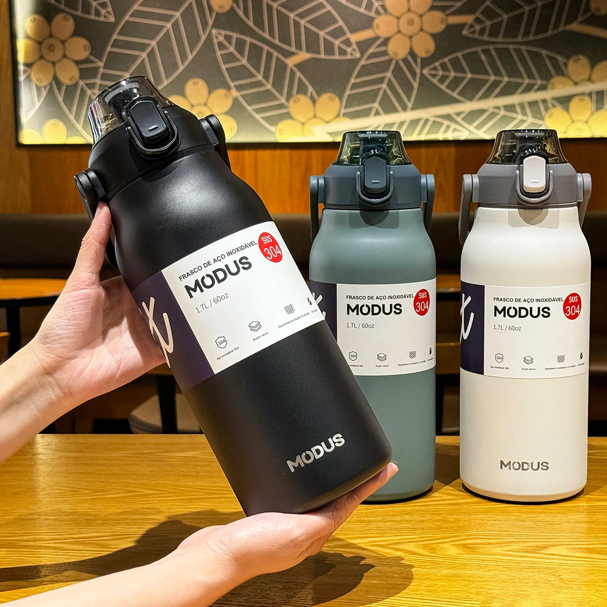 Garrafa Térmica Portátil – Aço Inoxidável com Canudo, Ideal para Viagem, Academia e Camping