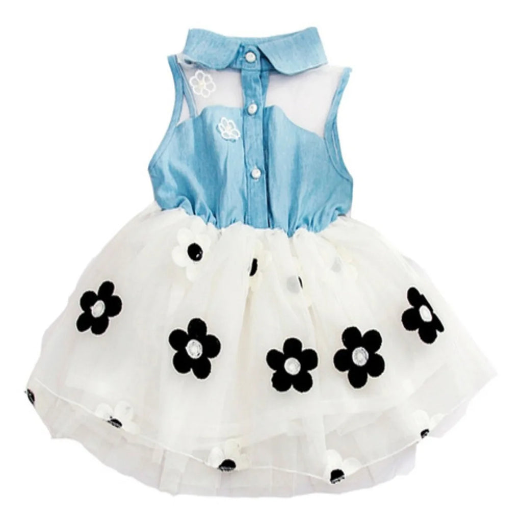 Vestido Infantil Feminino – Festa com Aba e Tule Florido
