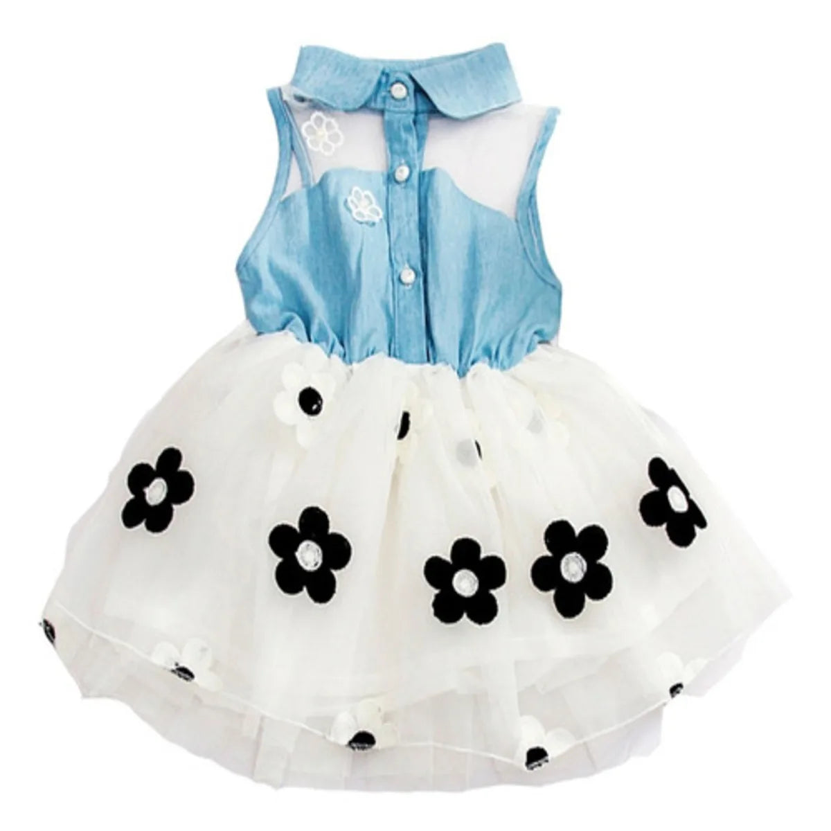 Vestido Infantil Feminino – Festa com Aba e Tule Florido