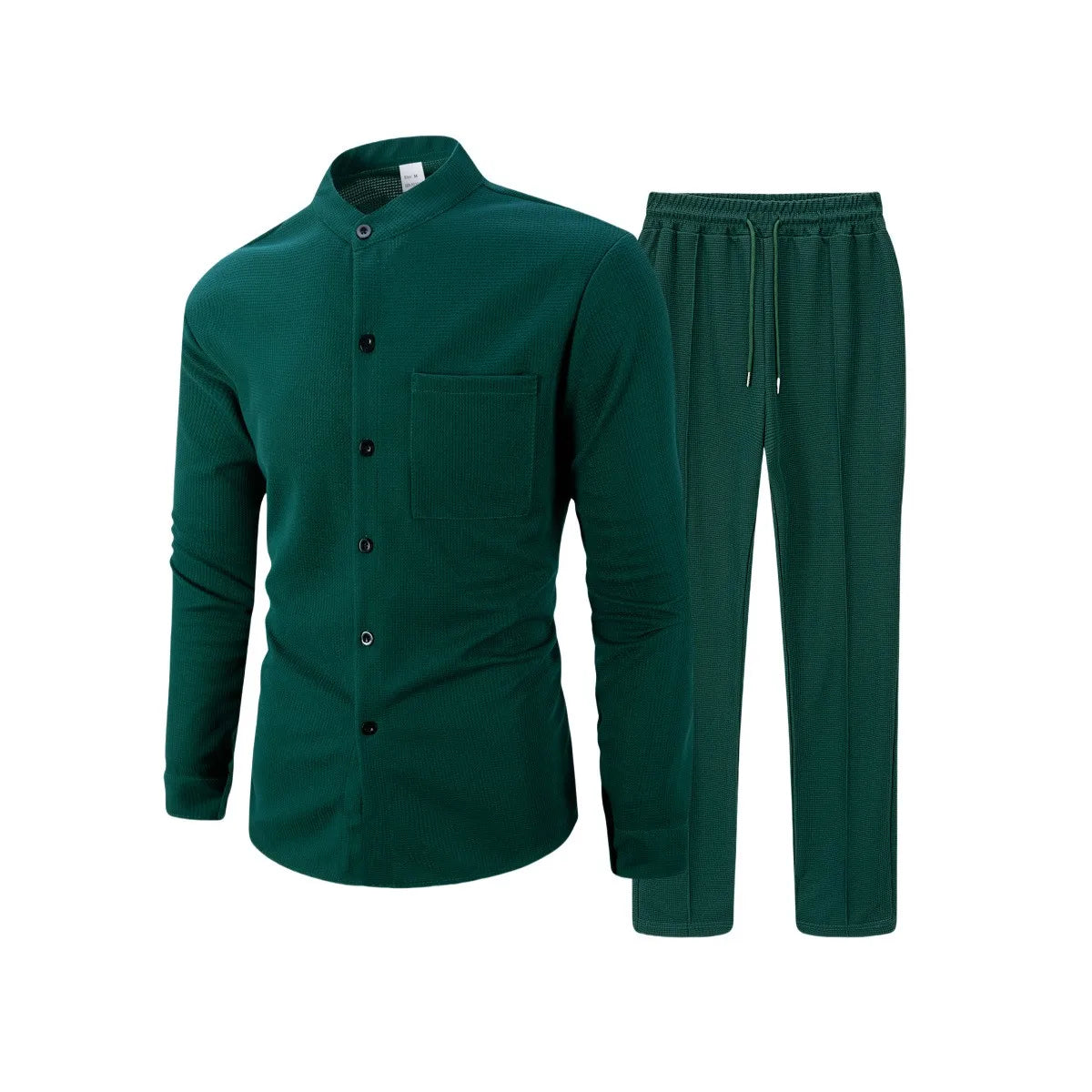 Conjunto Masculino Outono 2025 – Camisa Manga Longa com Bolso e Cardigan + Calça Casual