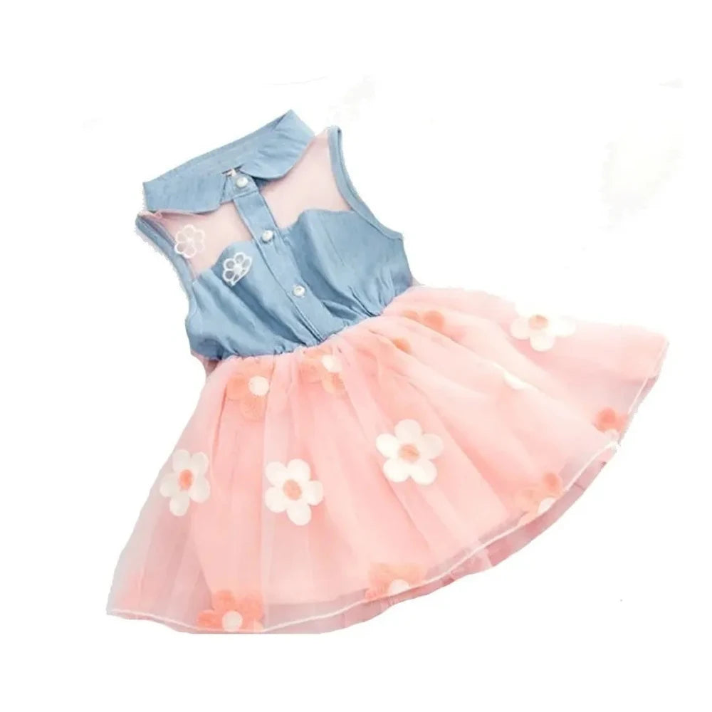 Vestido Infantil Feminino – Festa com Aba e Tule Florido
