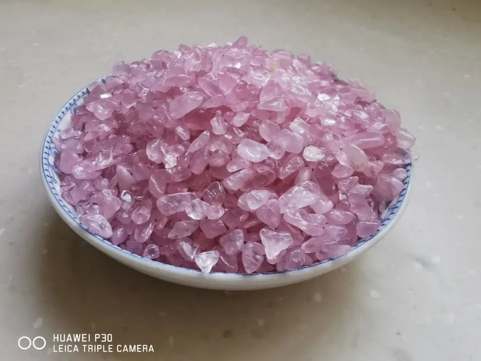 Cristal Quartzo Rosa 3-5mm – Pedrinhas Roladas Mini, Chips Rosa para Cura e Energia
