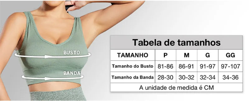 Sutiã Esportivo Feminino – Push Up, Respirável e Antichoque