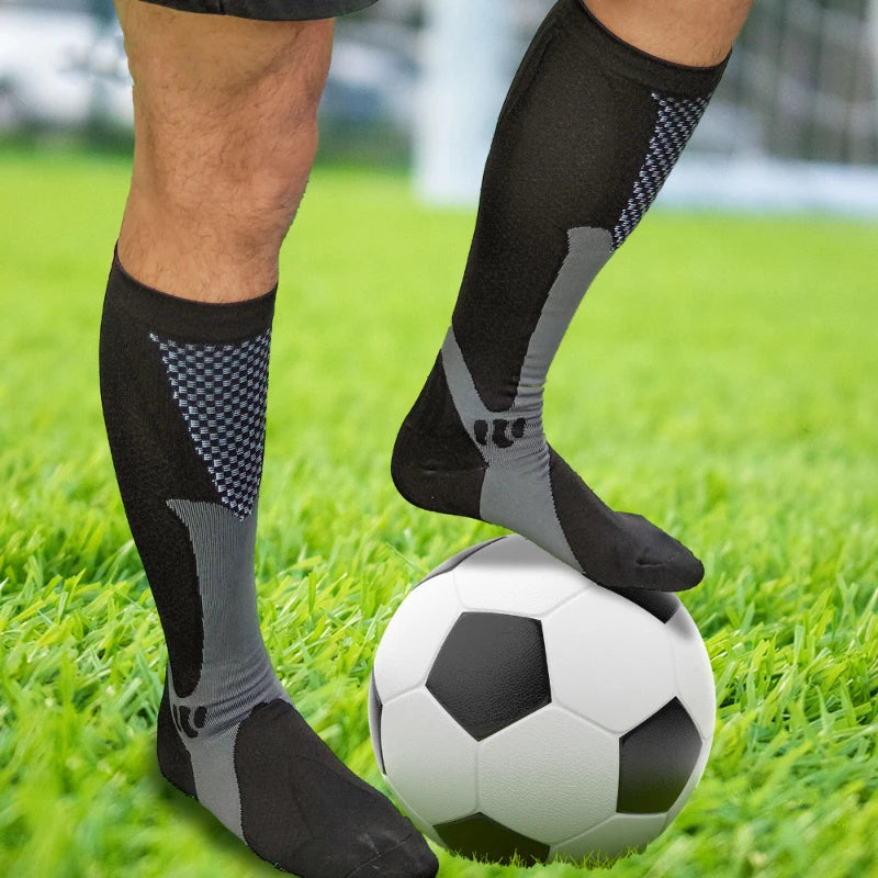 Meia de Compressão Esportiva Masculina e Feminina Corrida Ciclismo Academia Antifadiga Respirável