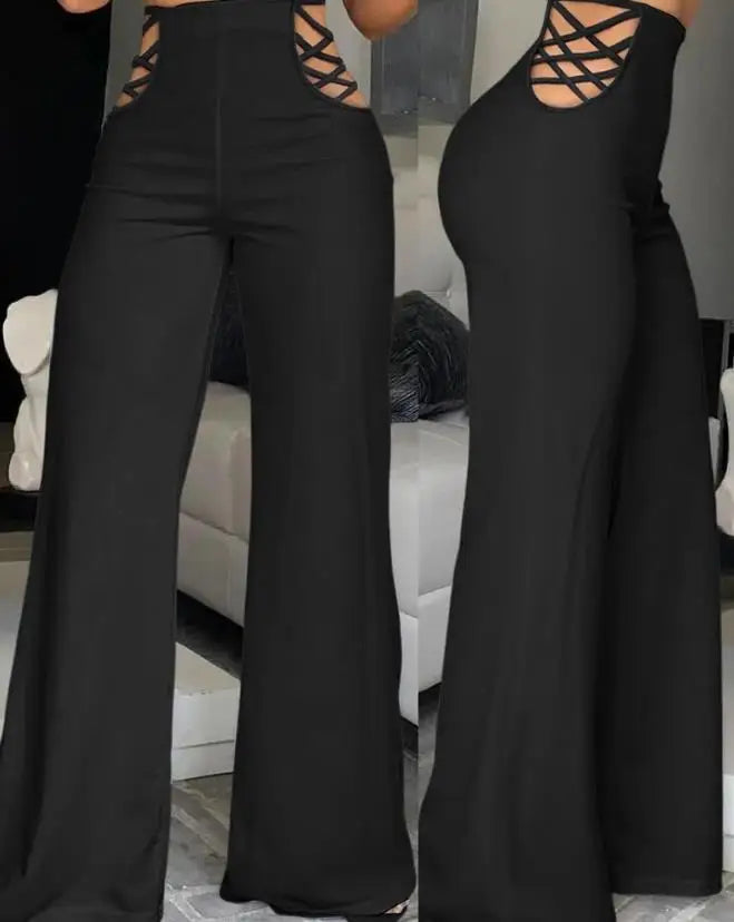 Calça Feminina Pantalona 2025 – Cintura Alta, Boca Larga e Estilo Europeu