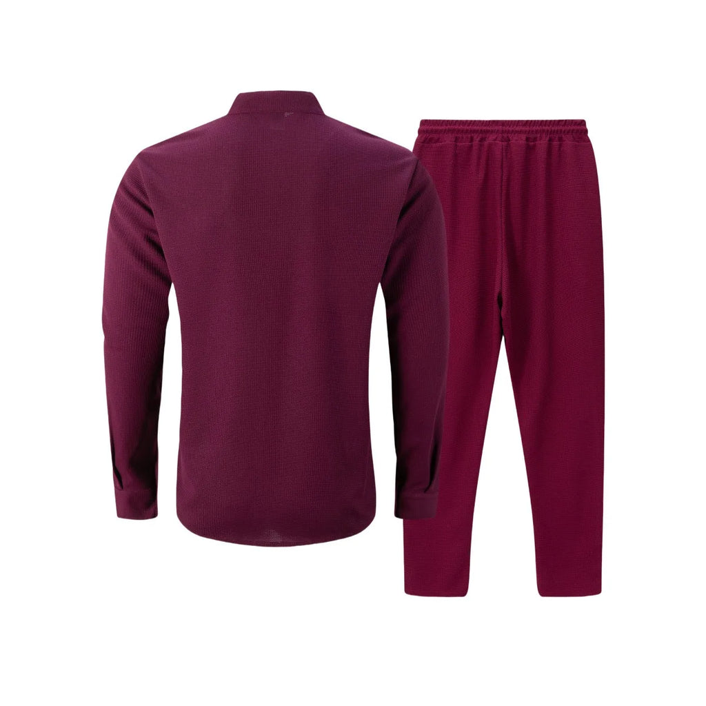Conjunto Masculino Outono 2025 – Camisa Manga Longa com Bolso e Cardigan + Calça Casual
