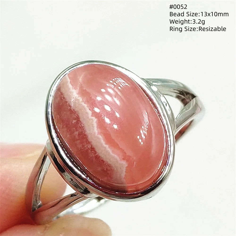 Anel Ajustável Rhodochrosita – Pedra Natural Rosa para Amor e Cura, Joia Feminina e Masculina