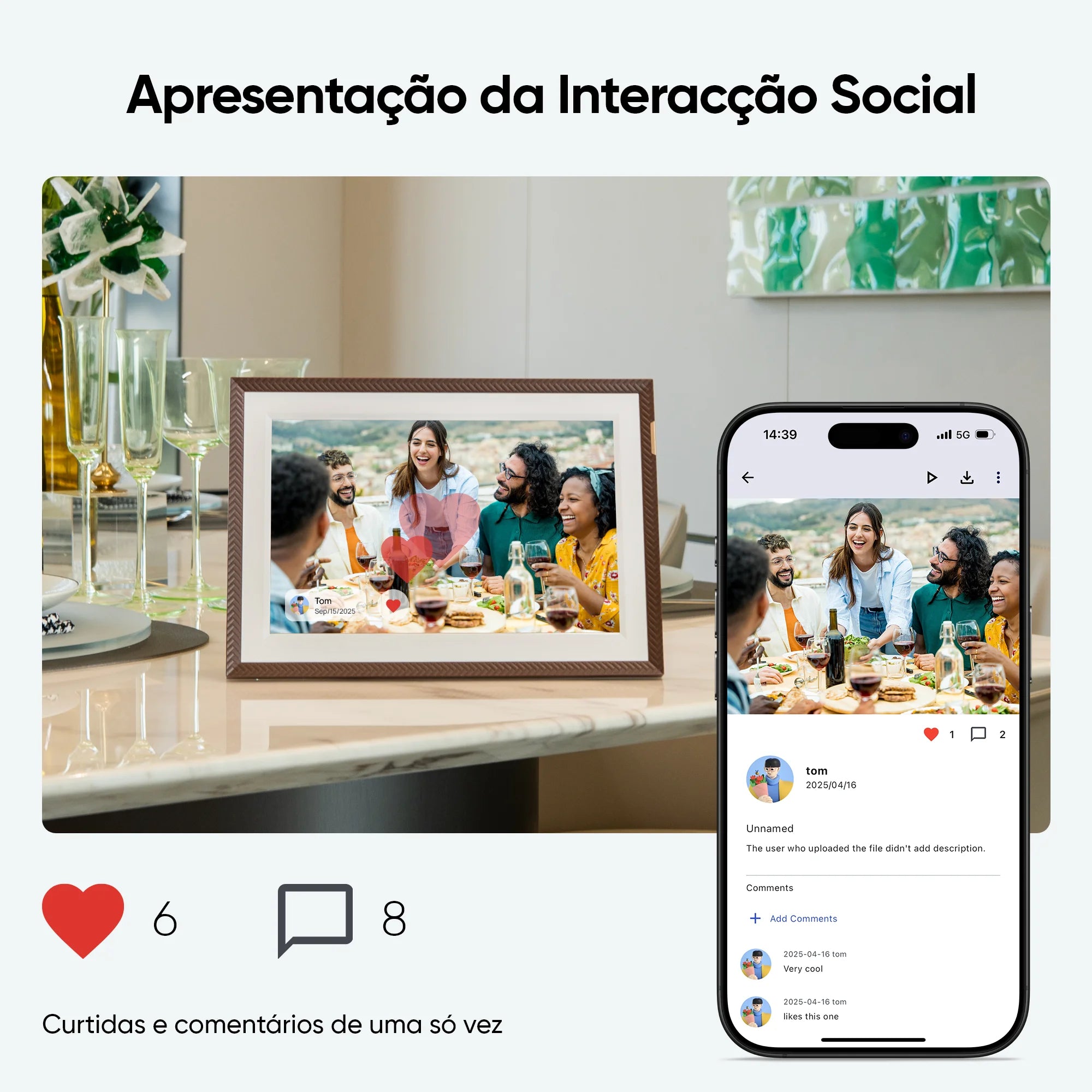 Porta-Retratos Digital ARZOPA 10,1" Touch Screen – WiFi, Compartilhamento Instantâneo de Fotos e Vídeo