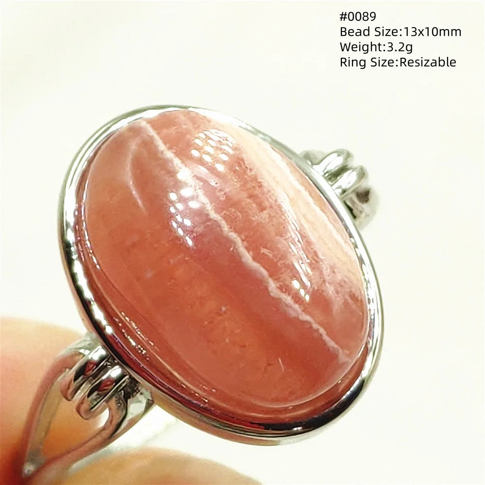 Anel Ajustável Rhodochrosita – Pedra Natural Rosa para Amor e Cura, Joia Feminina e Masculina