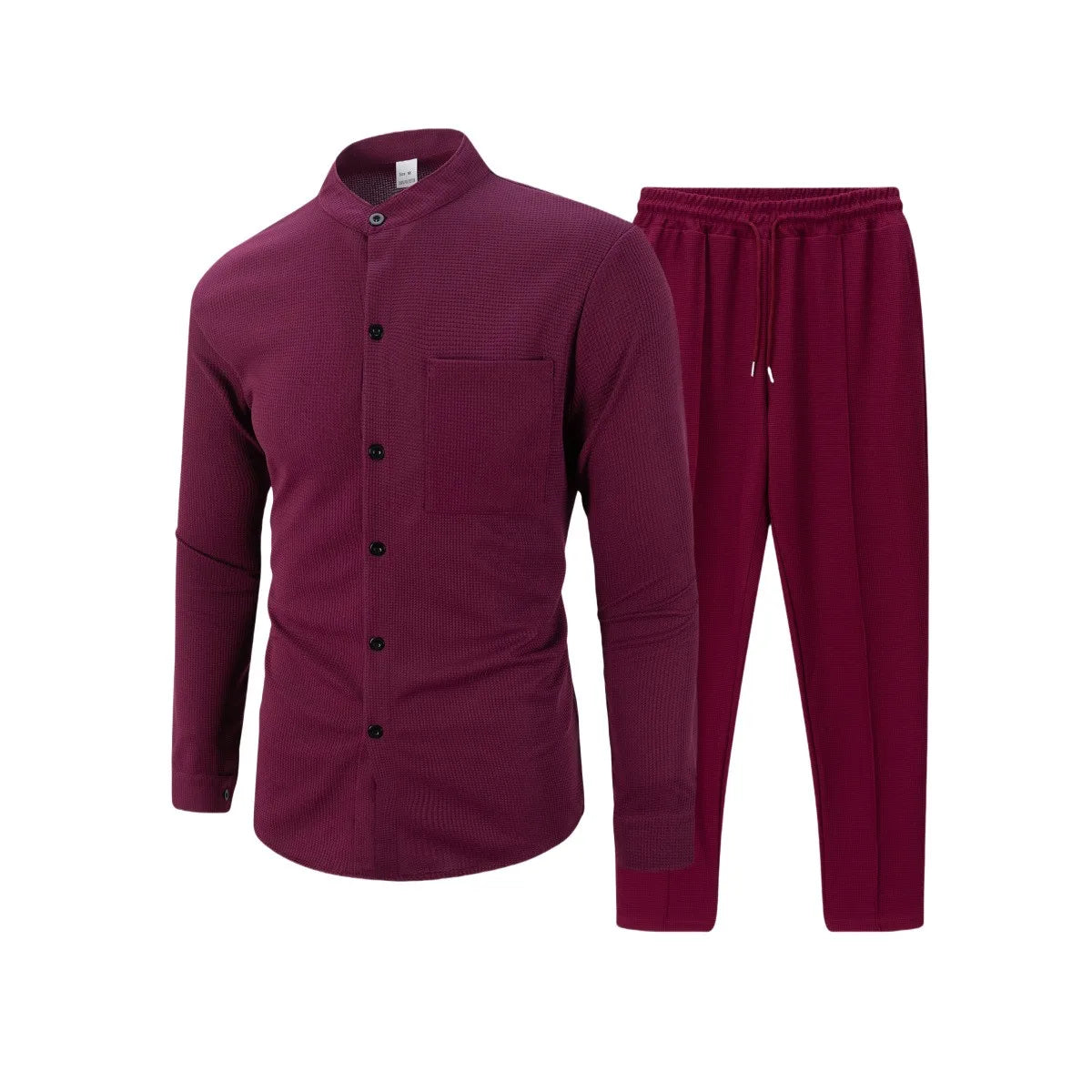 Conjunto Masculino Outono 2025 – Camisa Manga Longa com Bolso e Cardigan + Calça Casual