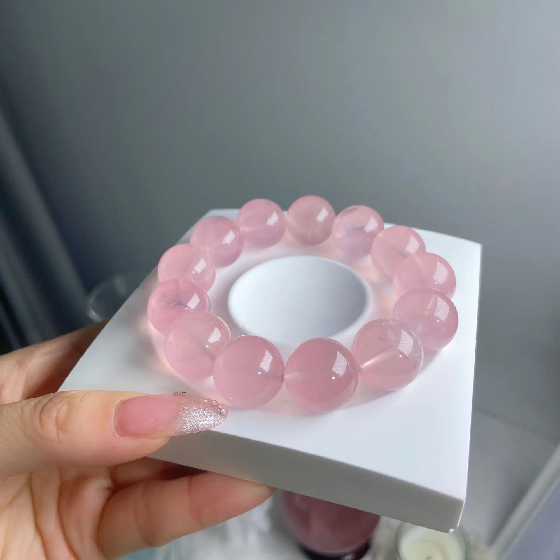 Natural Pink Rose Quartz Star Round Beads Bracelet Jewelry 10mm 12mm 14mm 16mm From Mozambique Women Rose Quartz Beads AAAAAA