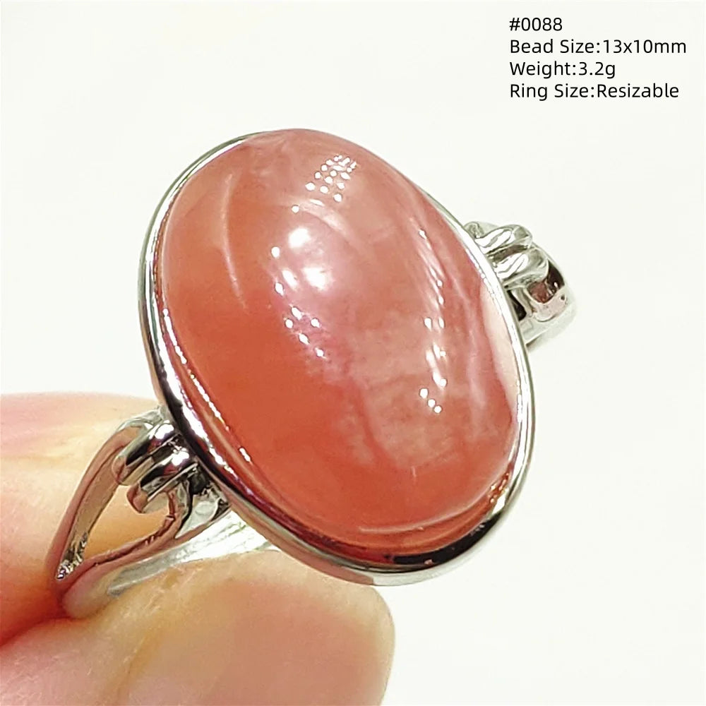Anel Ajustável Rhodochrosita – Pedra Natural Rosa para Amor e Cura, Joia Feminina e Masculina