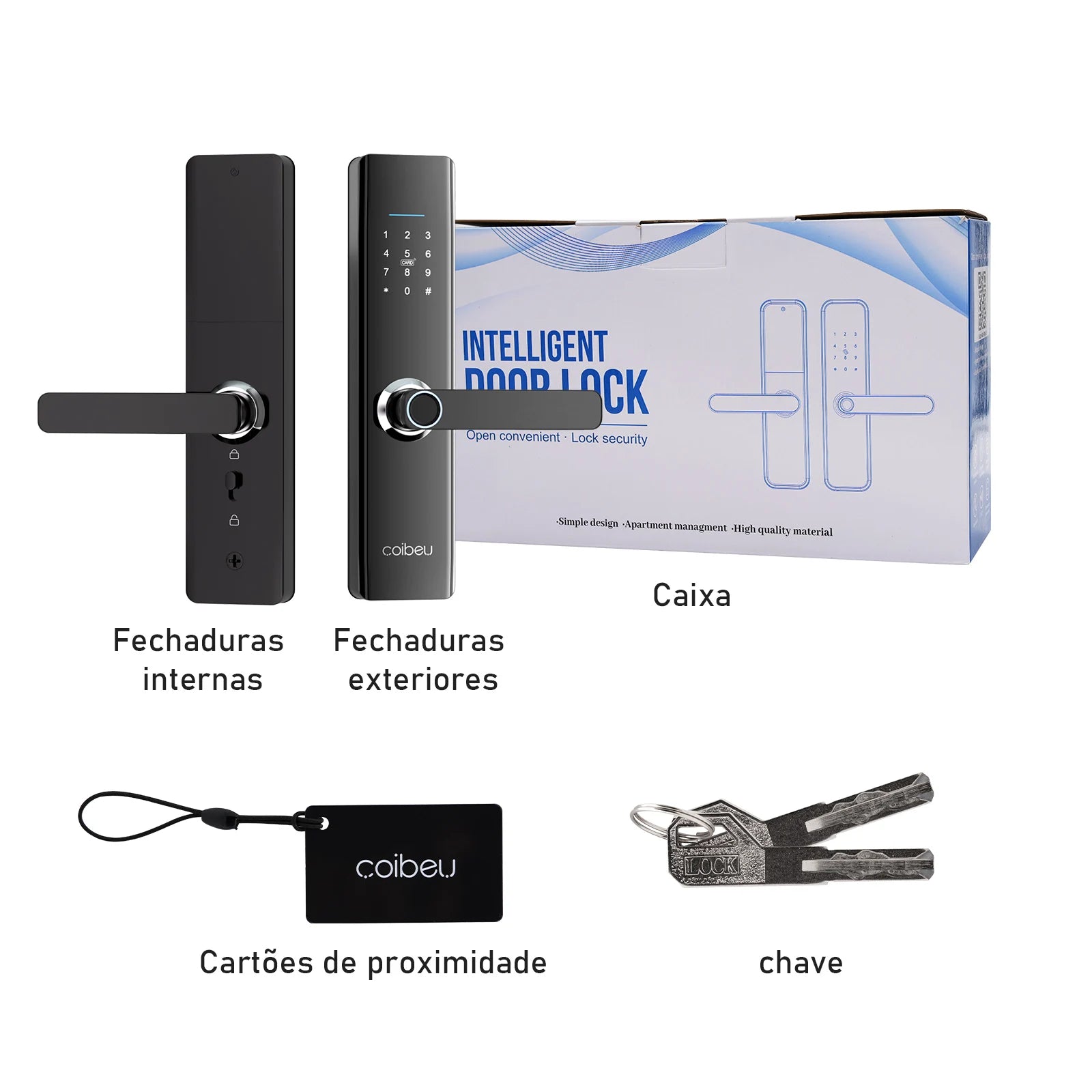 Fechadura Inteligente – Impressão Digital e Senha, Compatível com Tuya, Desbloqueio Rápido ≤1s, Eletrônica Coibeu