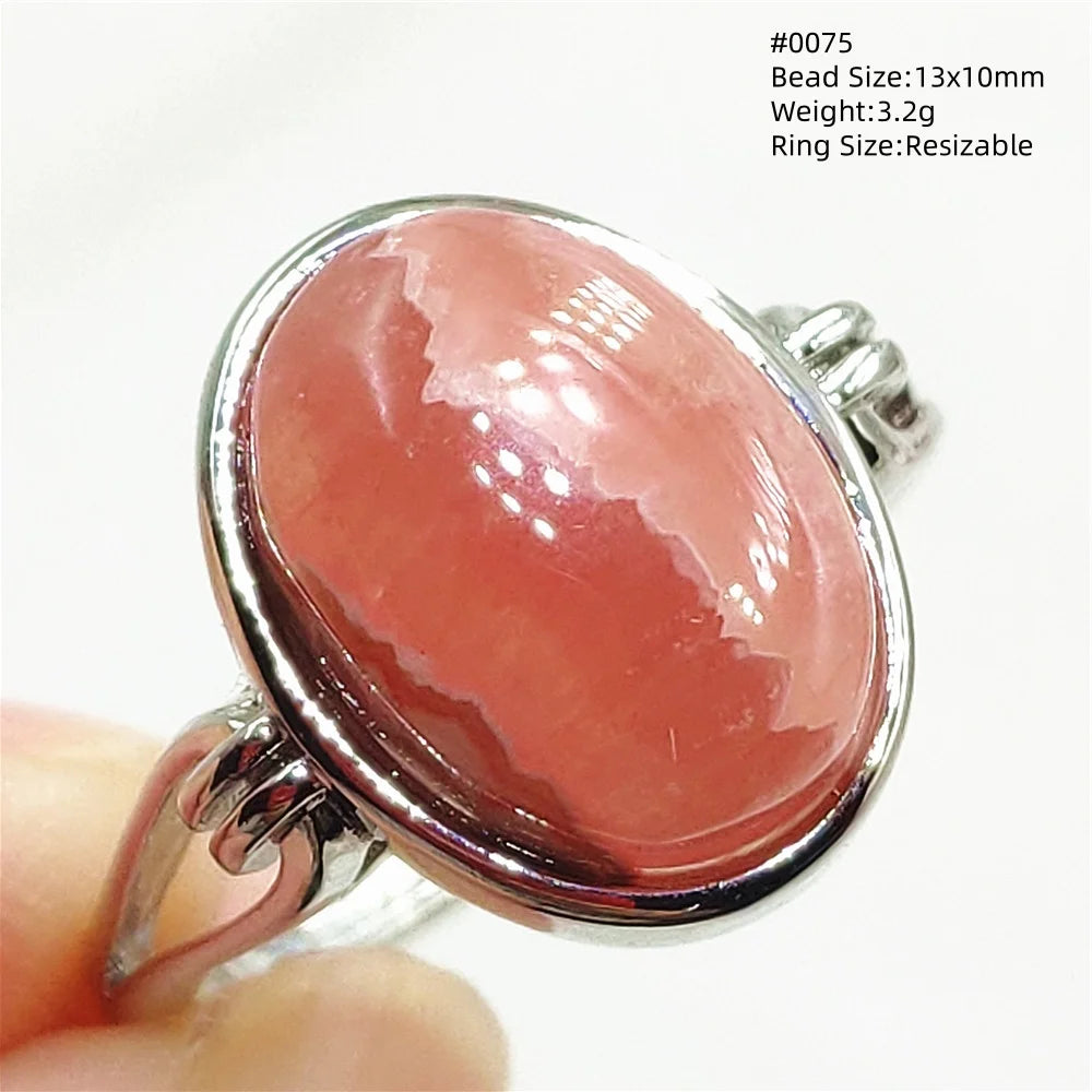 Anel Ajustável Rhodochrosita – Pedra Natural Rosa para Amor e Cura, Joia Feminina e Masculina