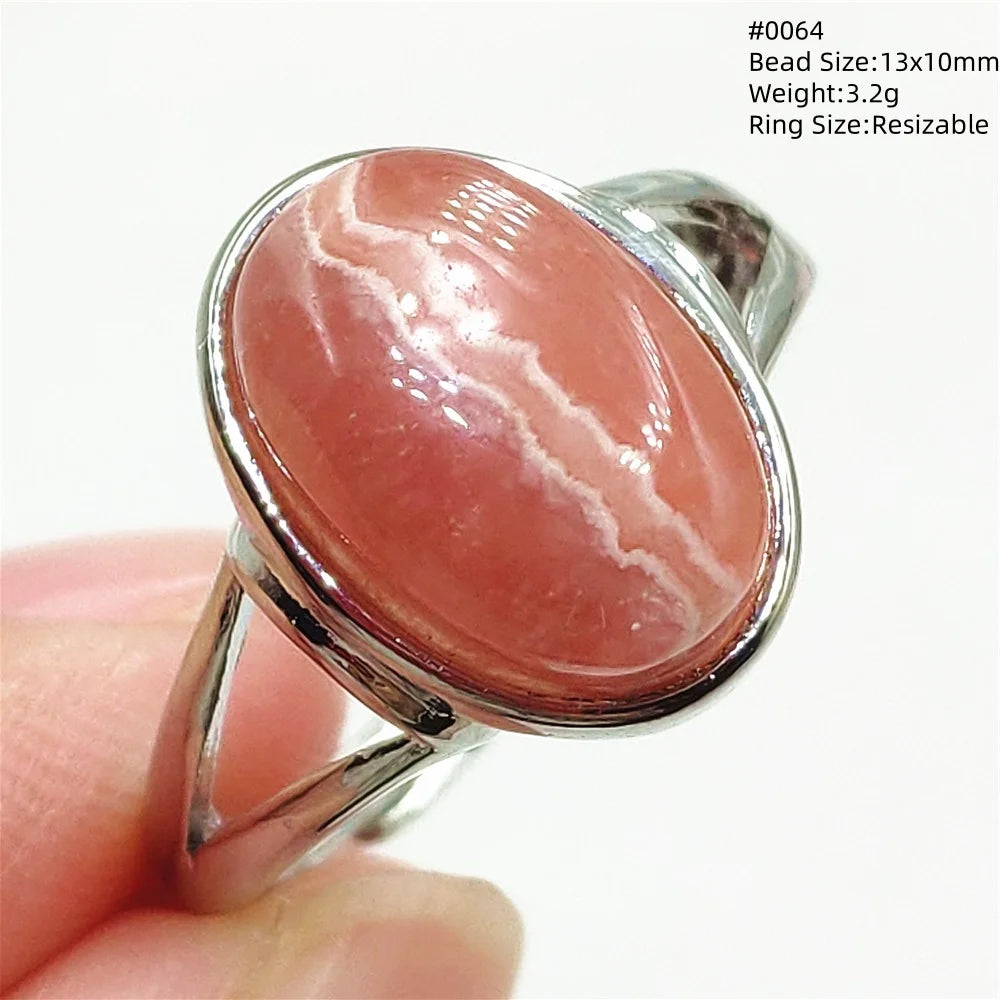 Anel Ajustável Rhodochrosita – Pedra Natural Rosa para Amor e Cura, Joia Feminina e Masculina