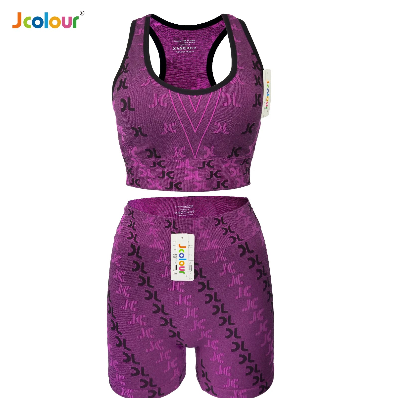 Conjunto Fitness Feminino 2 Peças – Leggings + Top Bra e Shorts