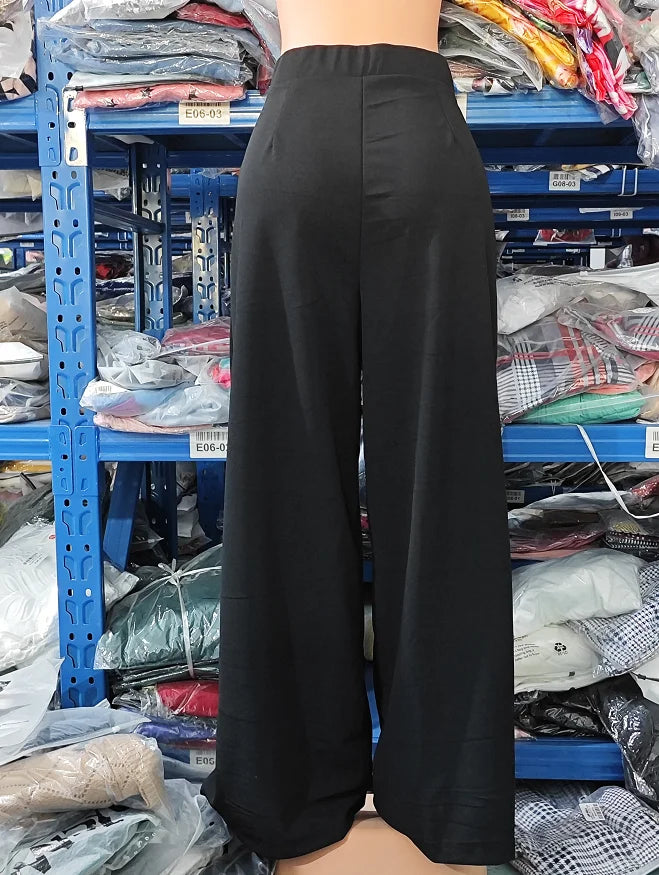 Calça Feminina Pantalona 2025 – Cintura Alta, Boca Larga e Estilo Europeu