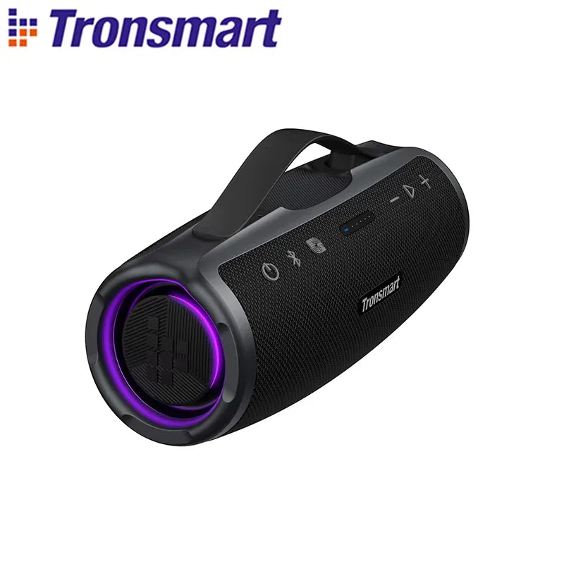 Caixa de Som Bluetooth Tronsmart Mirtune S100 – 50W, À Prova d’Água IPX7, Controle por App, Powerbank Integrado e Alça Retrátil