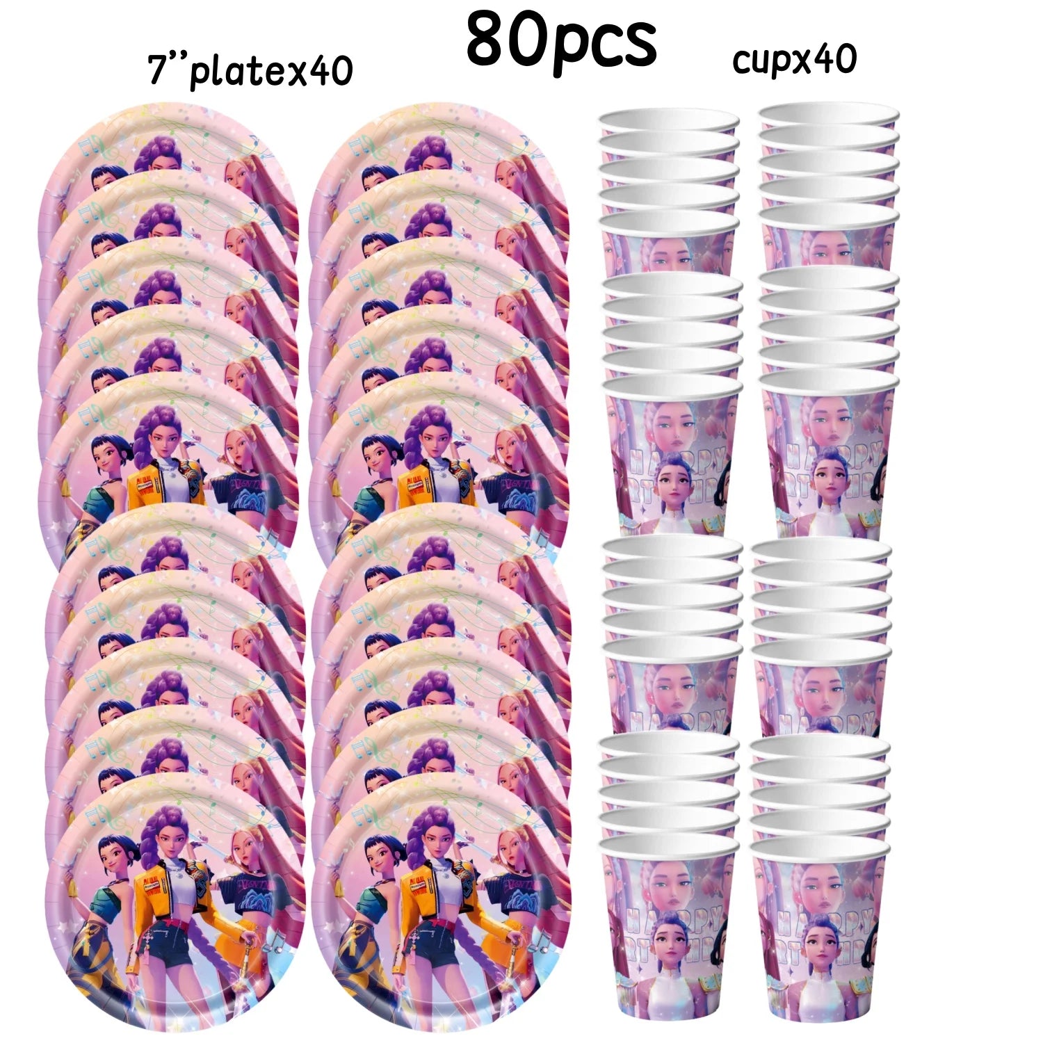 Caçador de demônios kpop decoração de festa k pop caçadores de demônios kit de pano de mesa de aniversário sacos de copo de prato caçadores de demônio kpop lembranças de festa