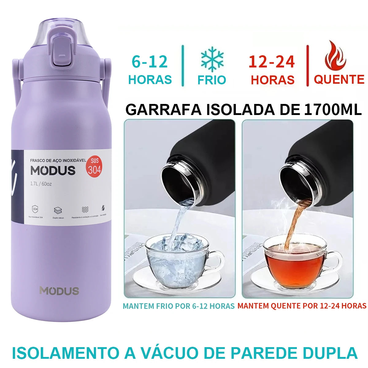 Garrafa Térmica Portátil – Aço Inoxidável com Canudo, Ideal para Viagem, Academia e Camping