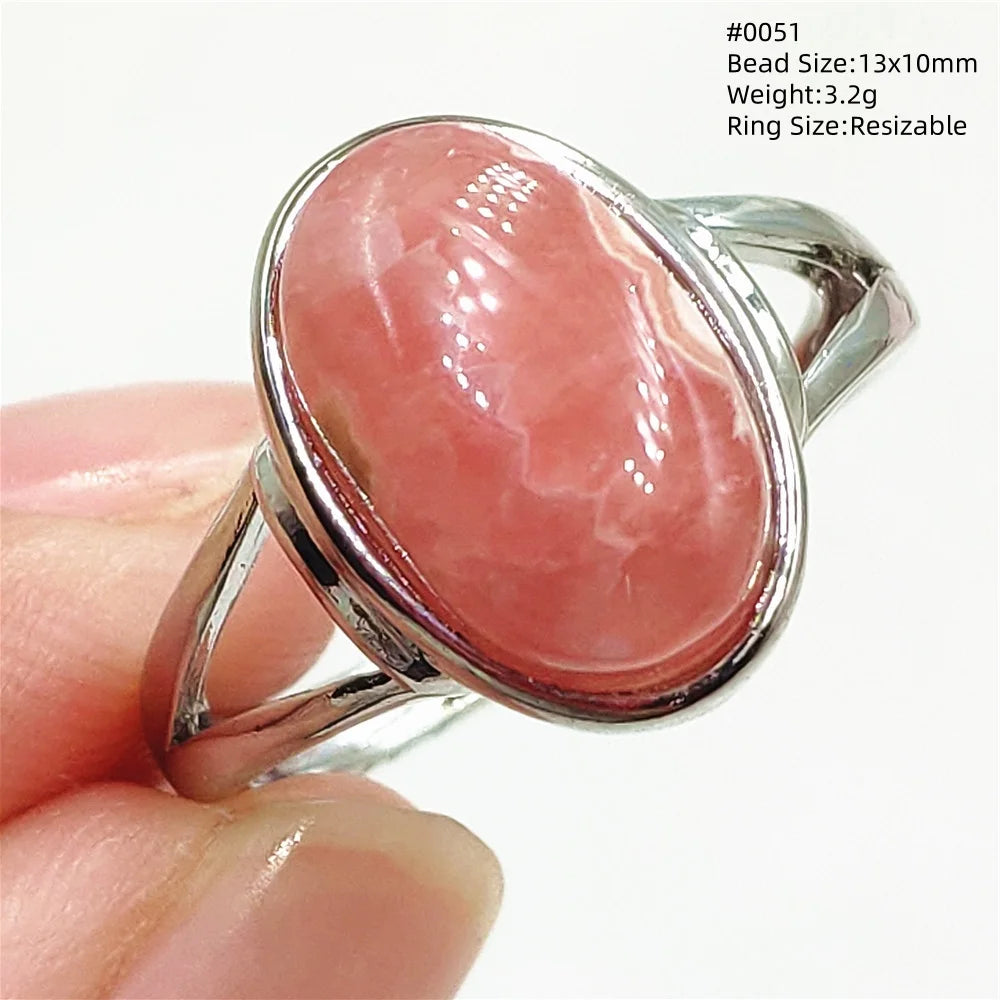 Anel Ajustável Rhodochrosita – Pedra Natural Rosa para Amor e Cura, Joia Feminina e Masculina
