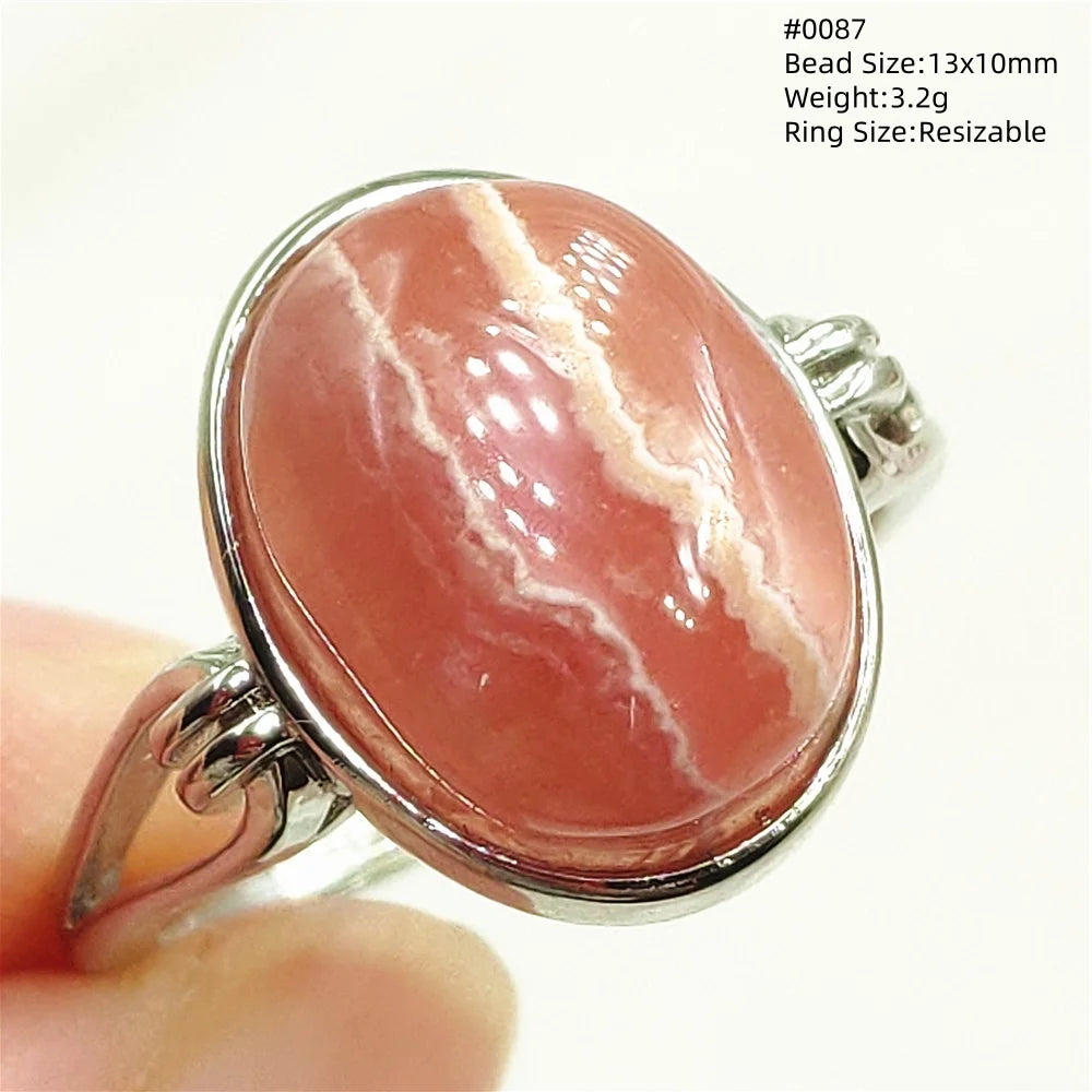 Anel Ajustável Rhodochrosita – Pedra Natural Rosa para Amor e Cura, Joia Feminina e Masculina