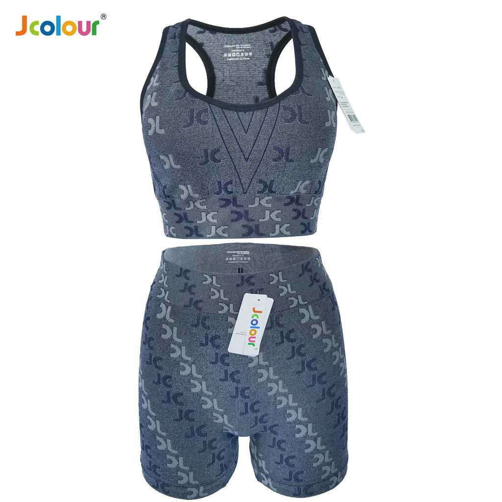 Conjunto Fitness Feminino 2 Peças – Leggings + Top Bra e Shorts