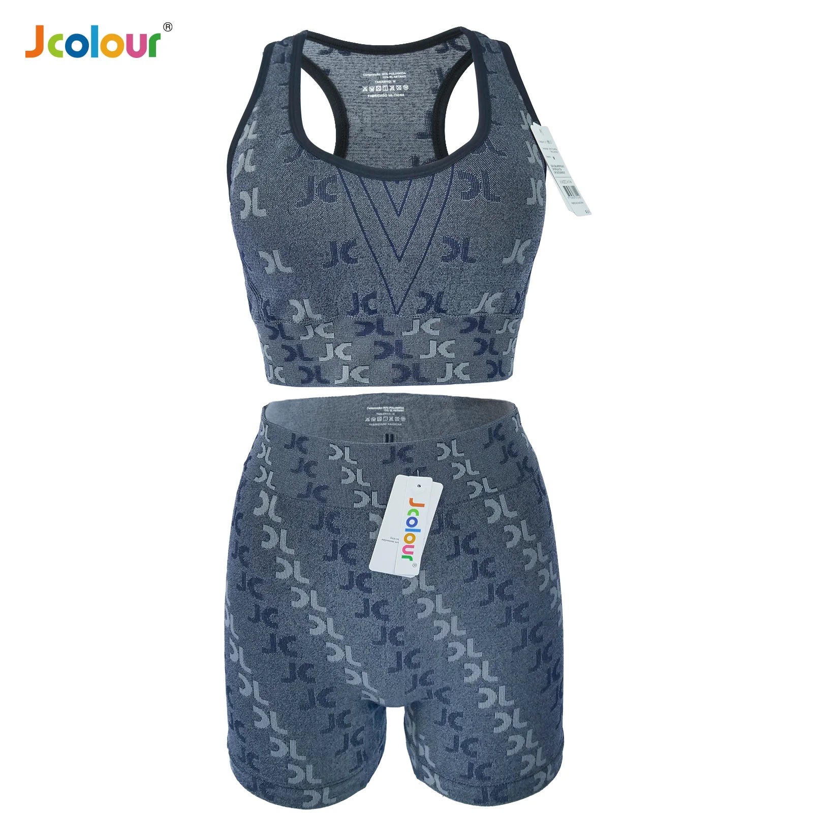 Conjunto Fitness Feminino 2 Peças – Leggings + Top Bra e Shorts