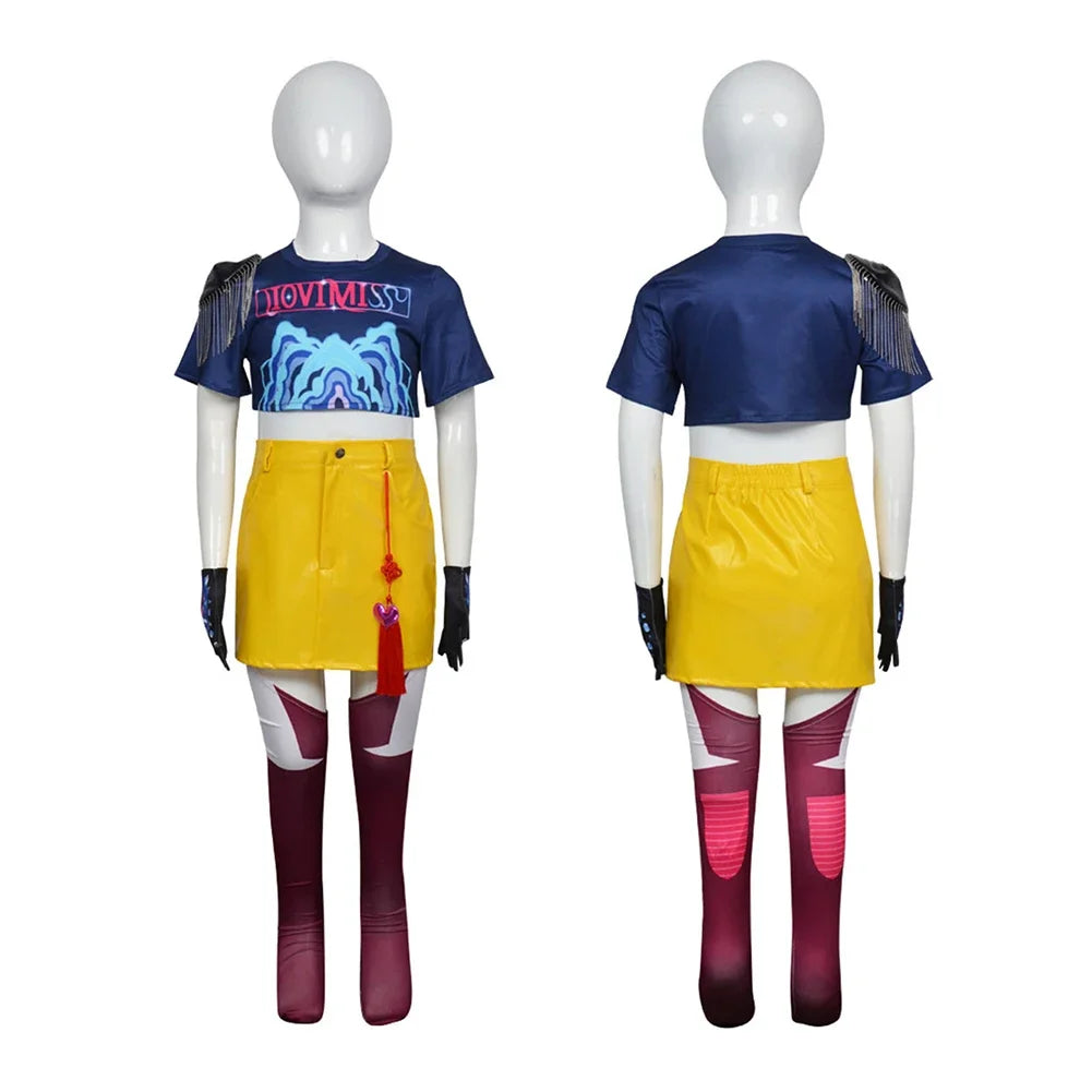 Halloween demônios rumi zoey mira cosplay enfants enfant traje huntrix grupo idole roleplay tenues halloween carnaval traje