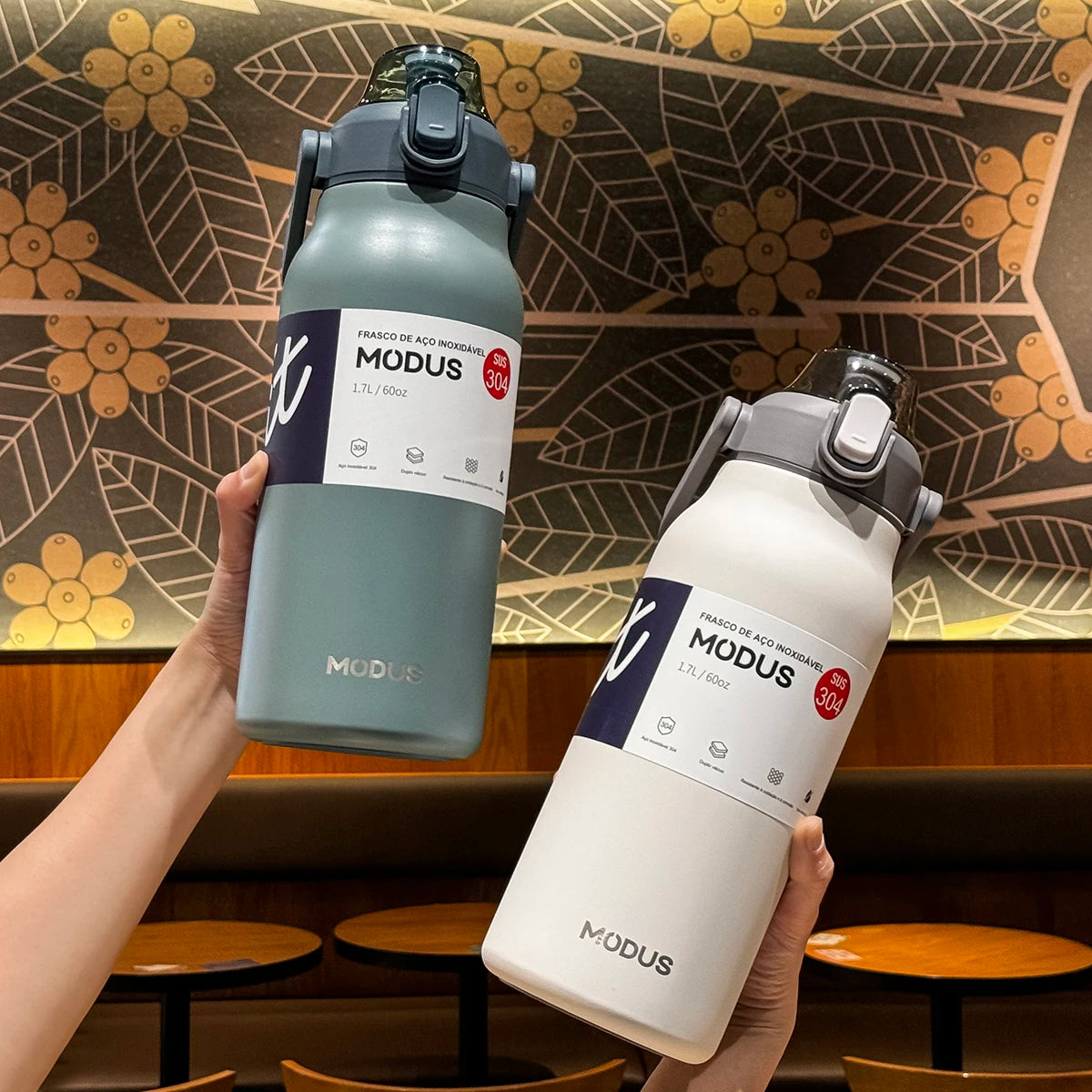 Garrafa Térmica Portátil – Aço Inoxidável com Canudo, Ideal para Viagem, Academia e Camping