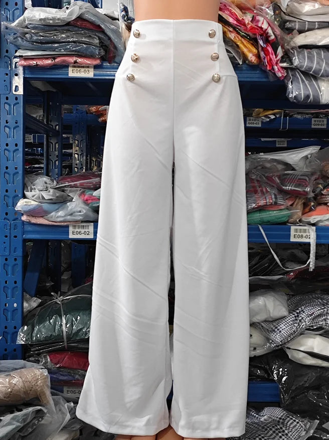 Calça Feminina Pantalona 2025 – Cintura Alta, Boca Larga e Estilo Europeu