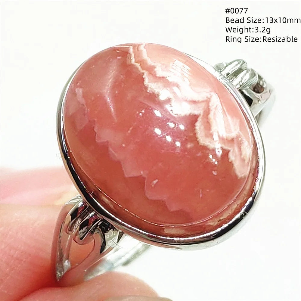 Anel Ajustável Rhodochrosita – Pedra Natural Rosa para Amor e Cura, Joia Feminina e Masculina