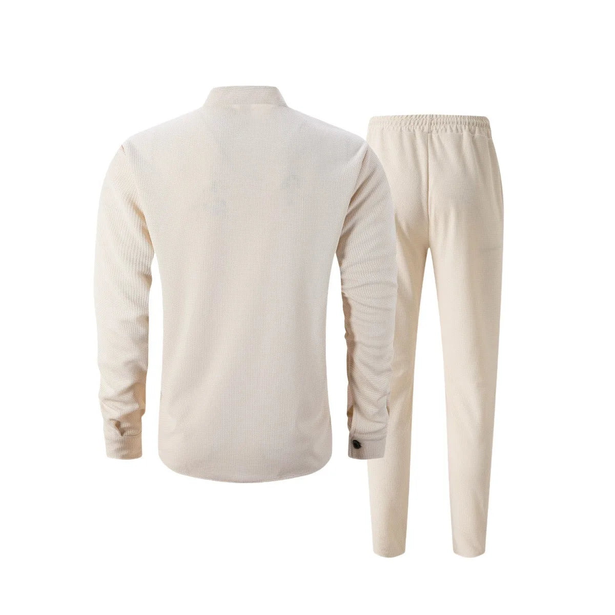 Conjunto Masculino Outono 2025 – Camisa Manga Longa com Bolso e Cardigan + Calça Casual