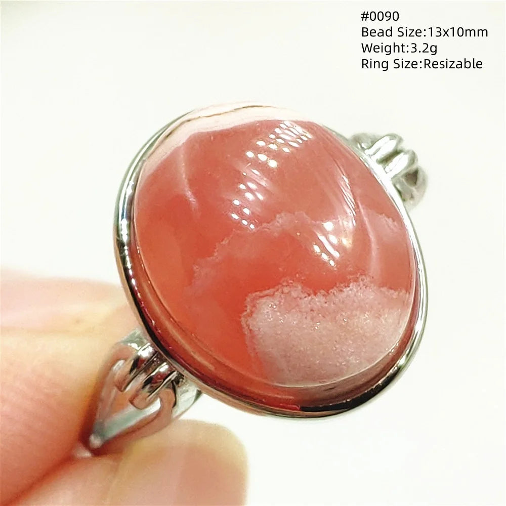 Anel Ajustável Rhodochrosita – Pedra Natural Rosa para Amor e Cura, Joia Feminina e Masculina