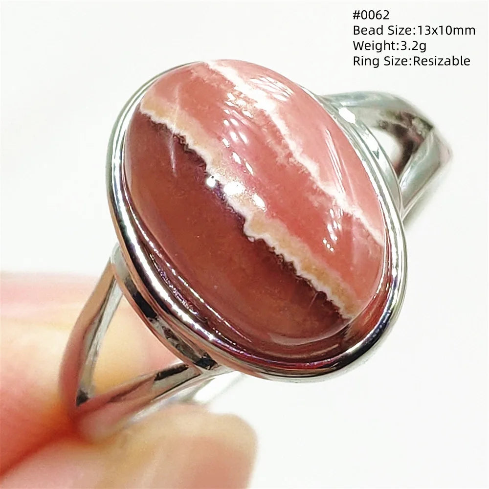 Anel Ajustável Rhodochrosita – Pedra Natural Rosa para Amor e Cura, Joia Feminina e Masculina