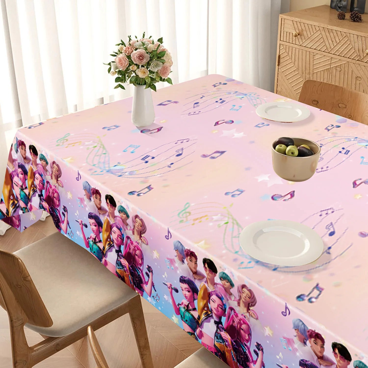 Caçador de demônios kpop decoração de festa k pop caçadores de demônios kit de pano de mesa de aniversário sacos de copo de prato caçadores de demônio kpop lembranças de festa
