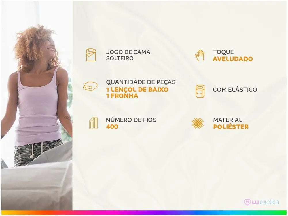 Jogo de Cama Solteiro – Poliéster Marcellin 400 Fios, Preto, 2 Peças