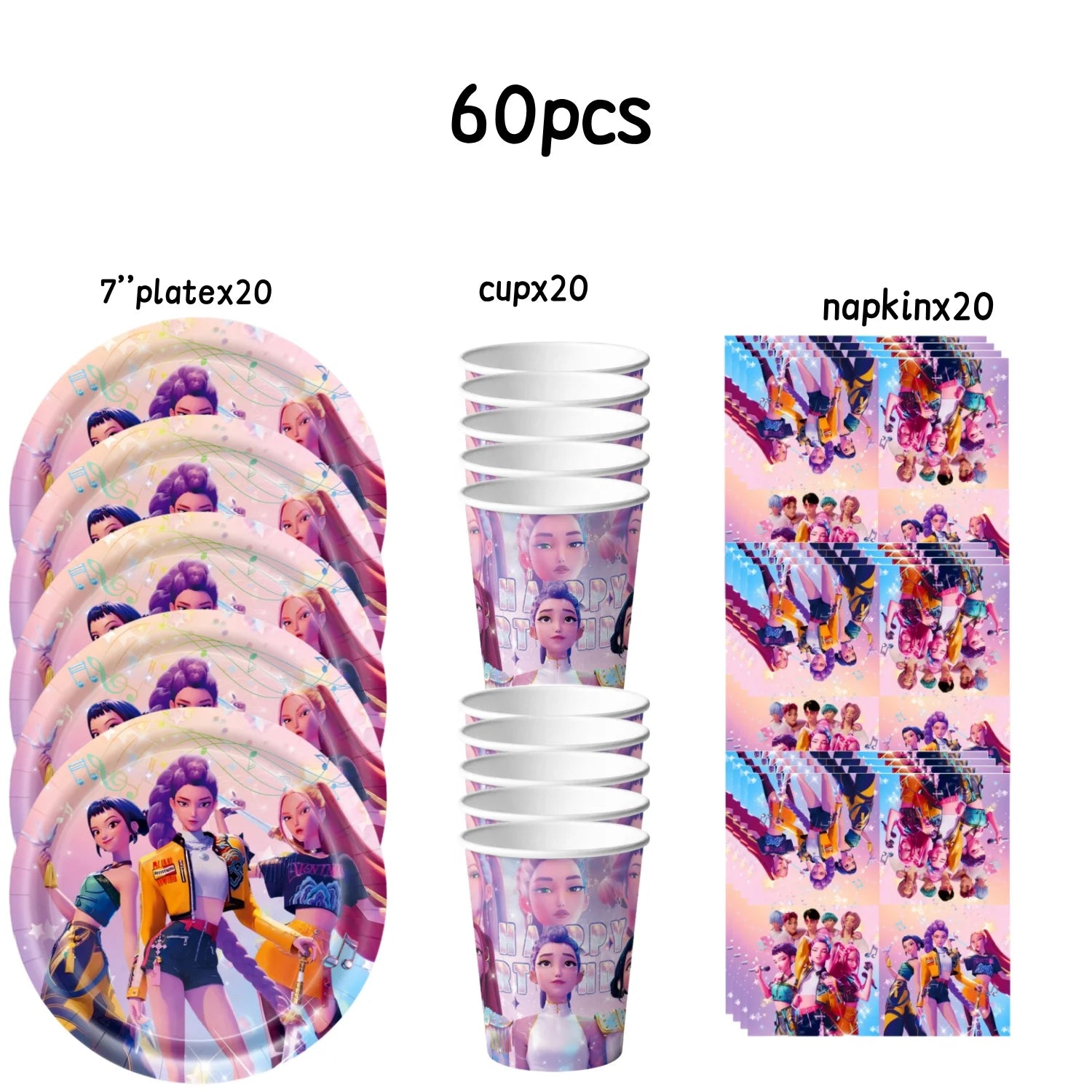 Caçador de demônios kpop decoração de festa k pop caçadores de demônios kit de pano de mesa de aniversário sacos de copo de prato caçadores de demônio kpop lembranças de festa