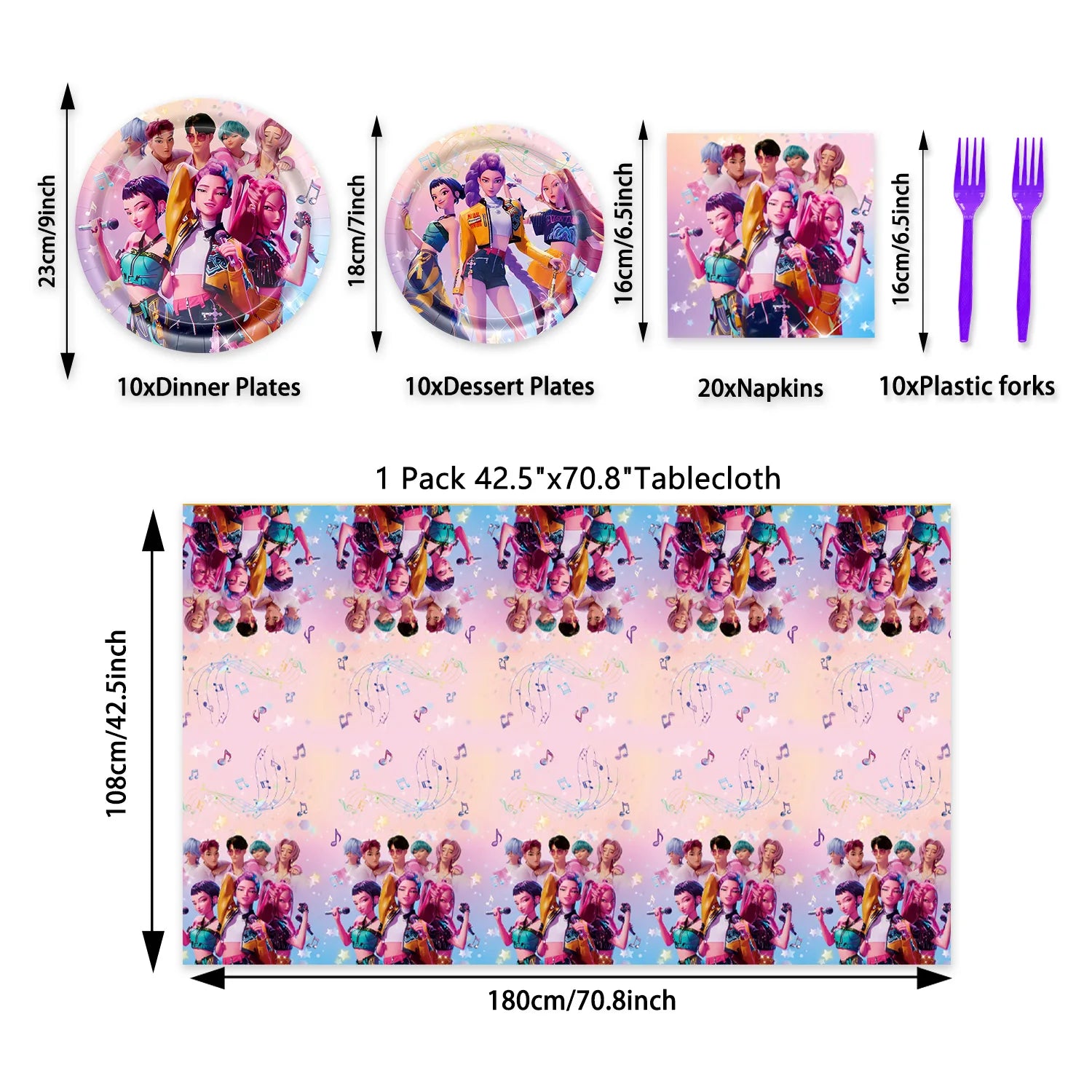 Caçador de demônios kpop decoração de festa k pop caçadores de demônios kit de pano de mesa de aniversário sacos de copo de prato caçadores de demônio kpop lembranças de festa