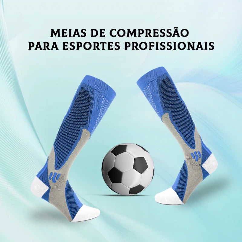 Meia de Compressão Esportiva Masculina e Feminina Corrida Ciclismo Academia Antifadiga Respirável