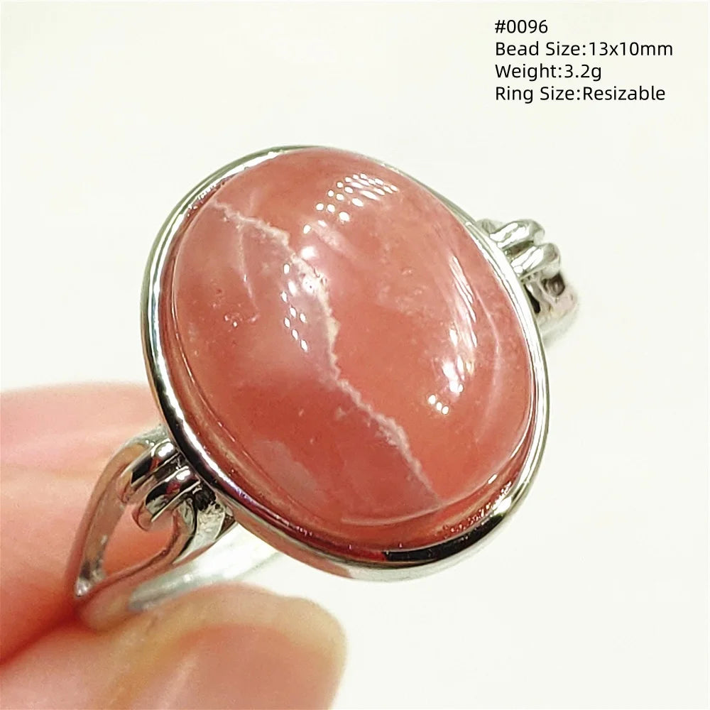 Anel Ajustável Rhodochrosita – Pedra Natural Rosa para Amor e Cura, Joia Feminina e Masculina