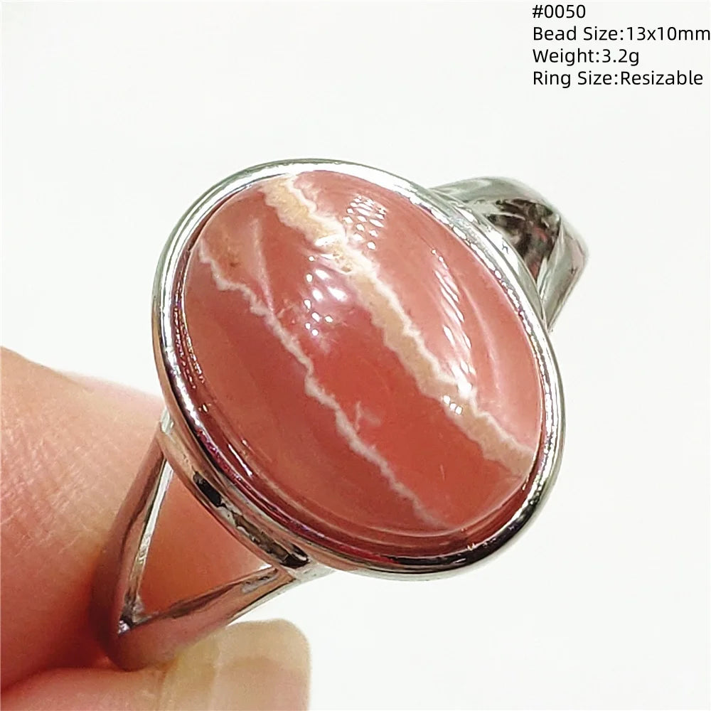 Anel Ajustável Rhodochrosita – Pedra Natural Rosa para Amor e Cura, Joia Feminina e Masculina