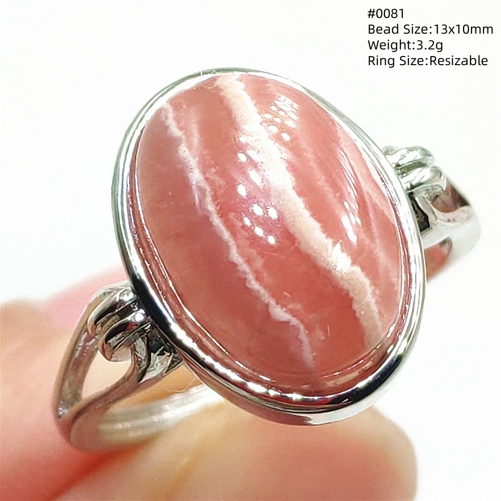 Anel Ajustável Rhodochrosita – Pedra Natural Rosa para Amor e Cura, Joia Feminina e Masculina