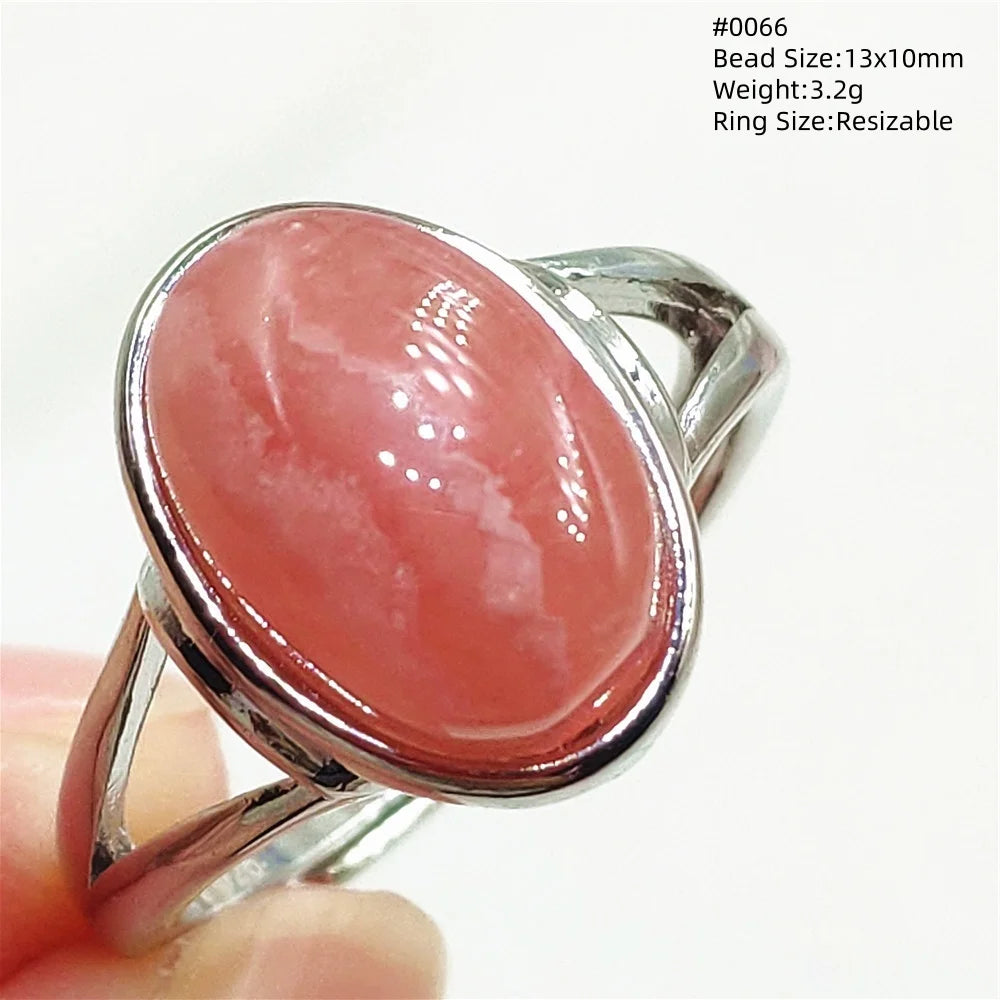 Anel Ajustável Rhodochrosita – Pedra Natural Rosa para Amor e Cura, Joia Feminina e Masculina
